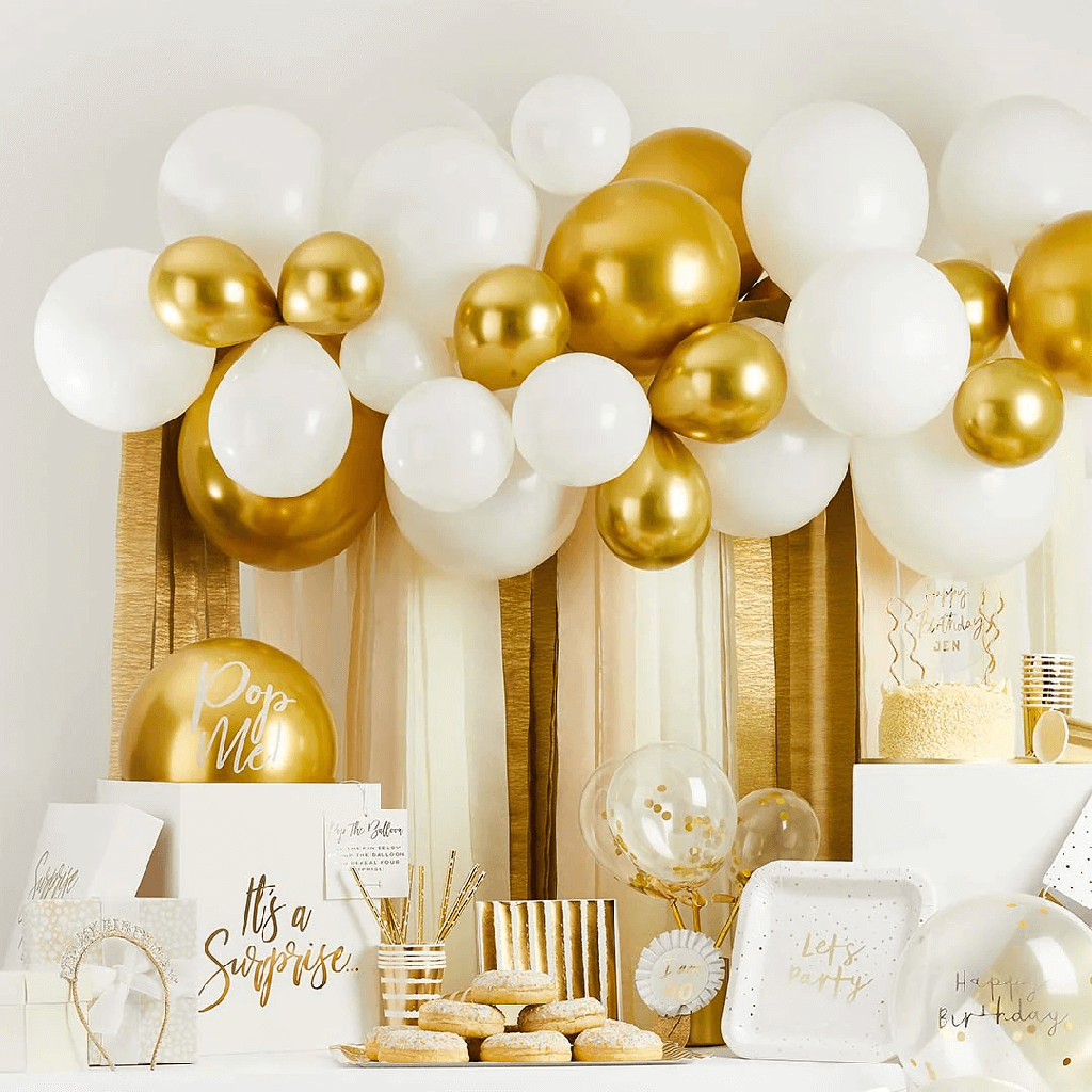 Balloon Ans Streamer Backdrop Dorado C/1