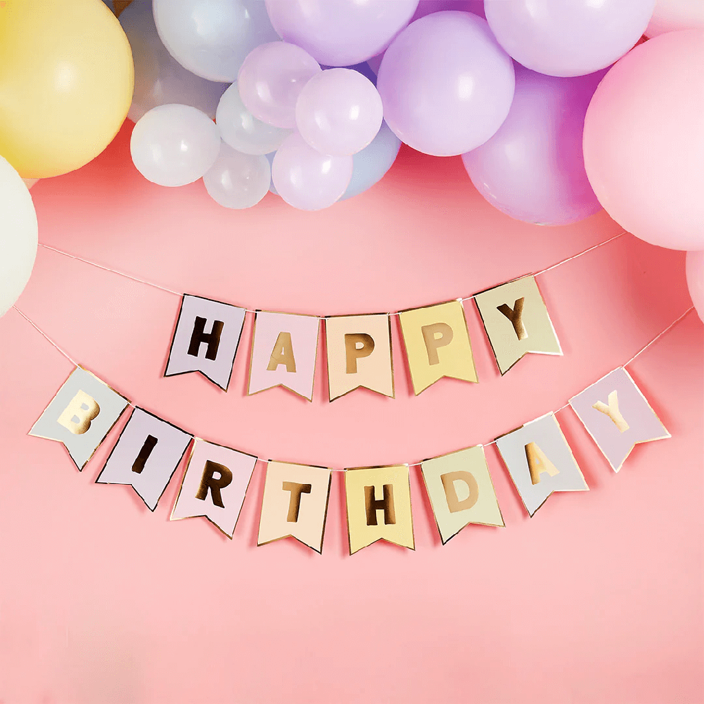 Banderin Pastel Happy Birthday C/1