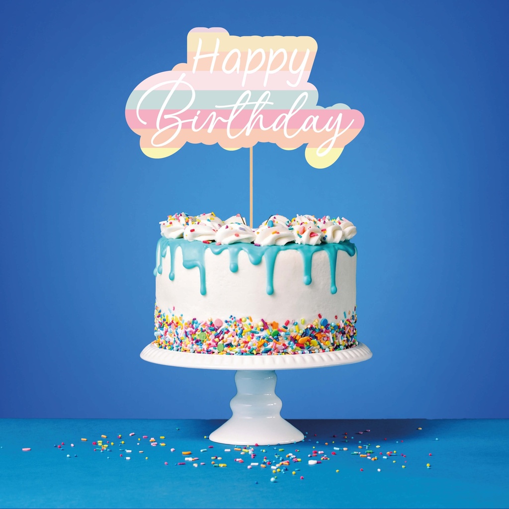 Cake Topper Happy Birthday Colores Pastel  C/1