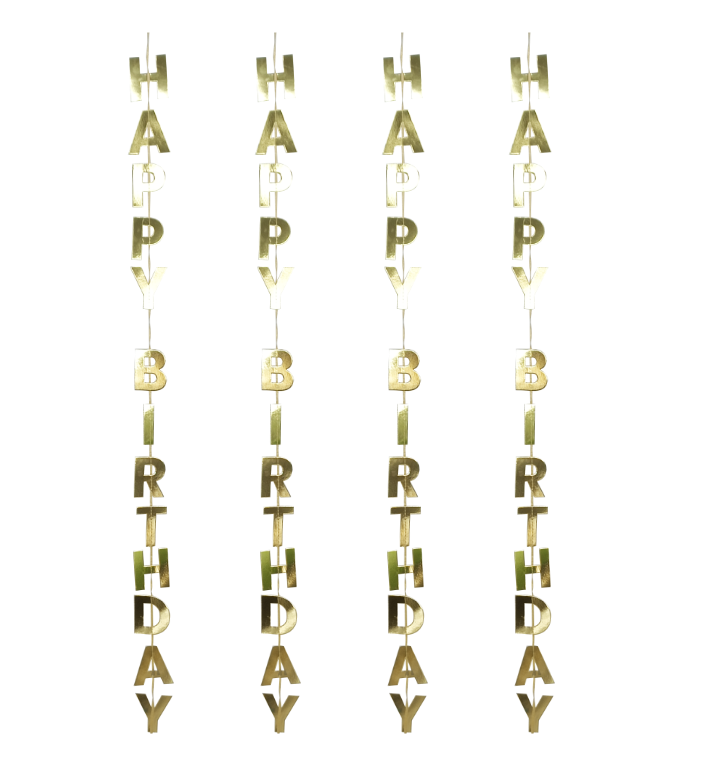 Tiras Happy Birthday Foil Para Globo C/5