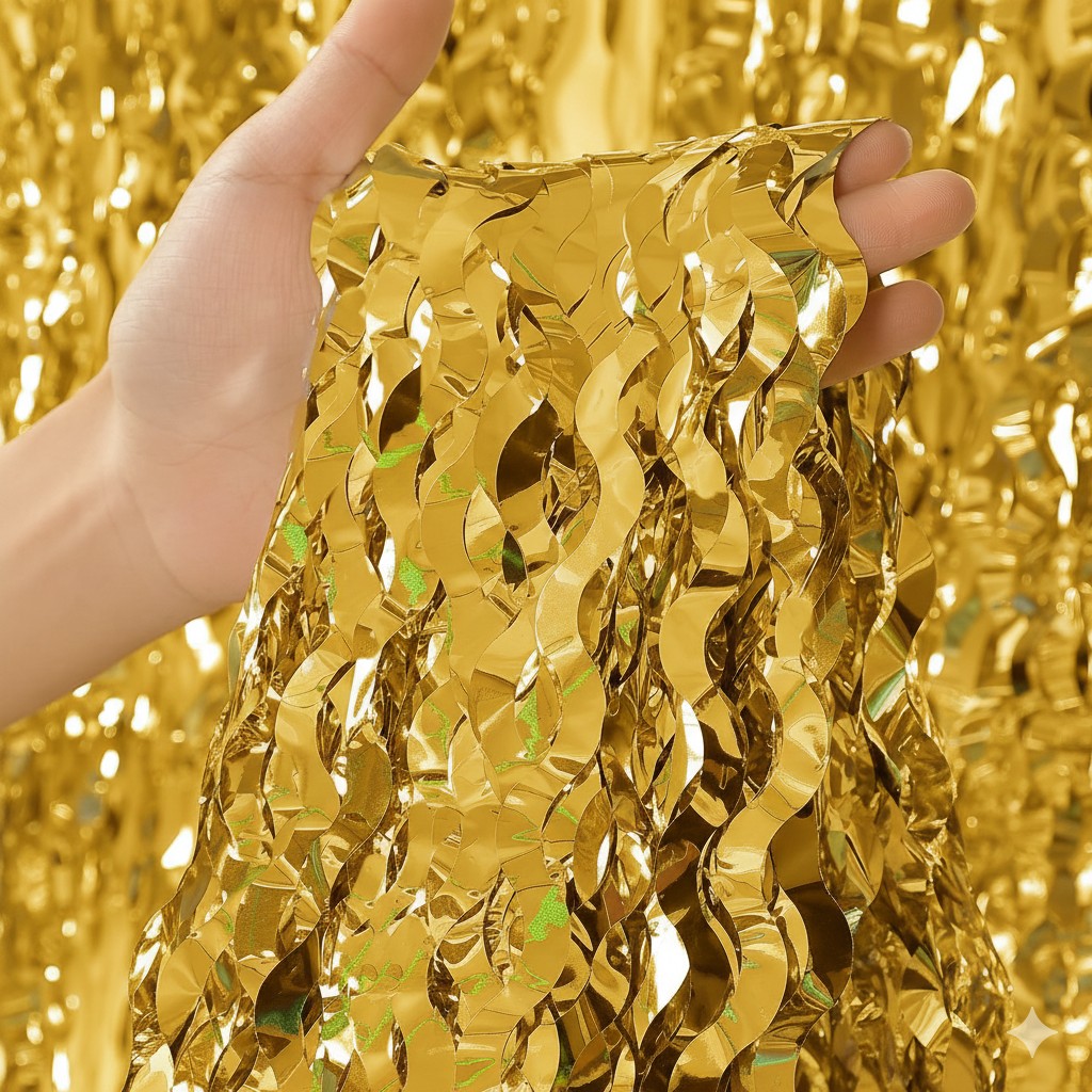 Cortina Oro Metalica Ondulada C/1