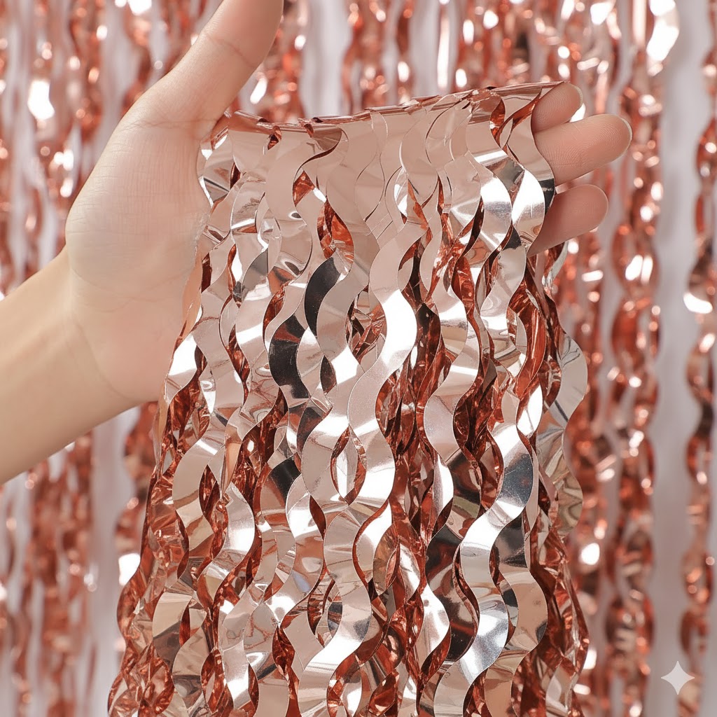 Cortina Oro Rosa Metalica Ondulada C/1