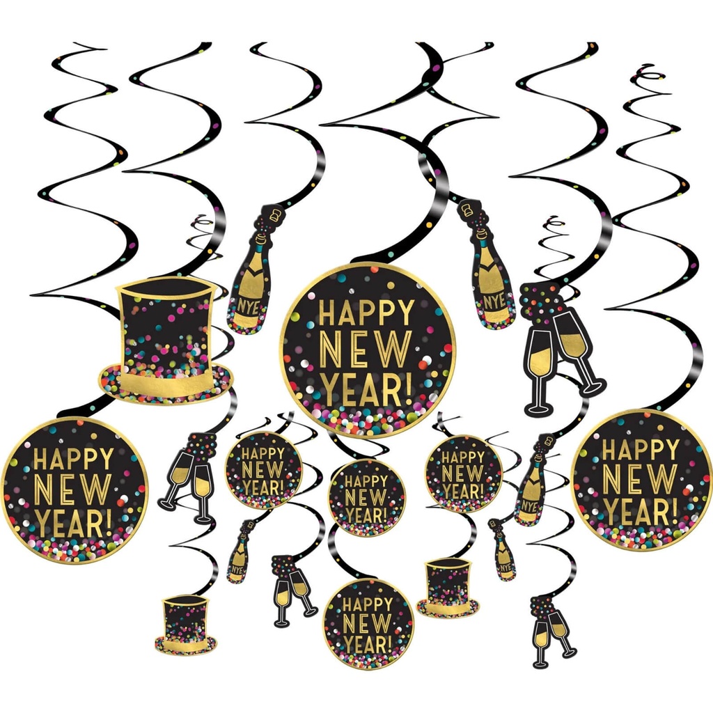 Swirl Deco HNY Colorful Confetti C/60