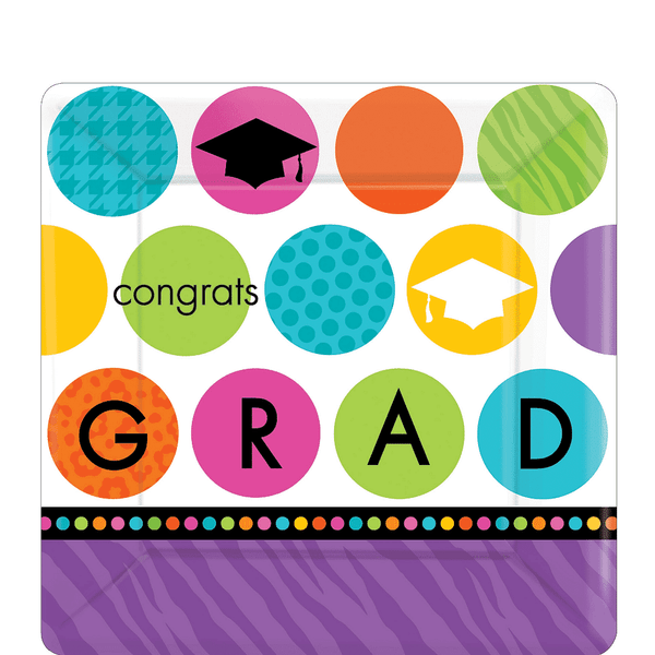 Plato 7" Congrats Grad Polka Dots C/18