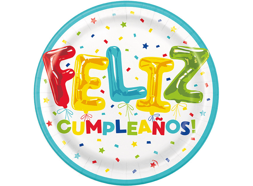 Plato 9" Feliz Cumpleaños C/8