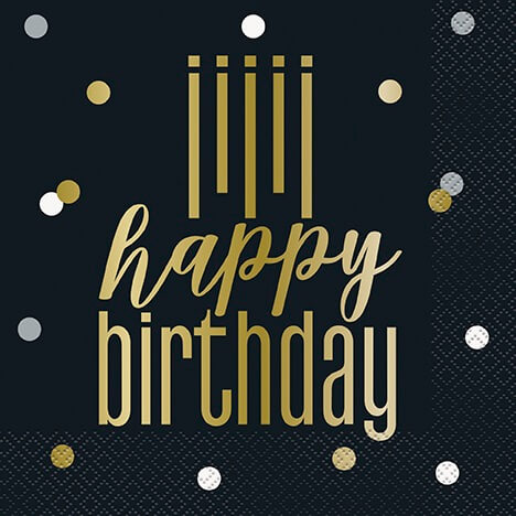 Servilleta G Metallic Happy Birthday C/16