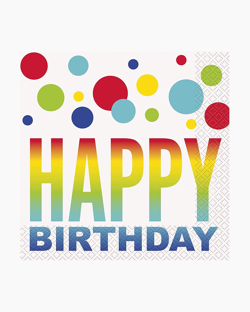 Servilleta G Rainbow Spots Birthday C/16