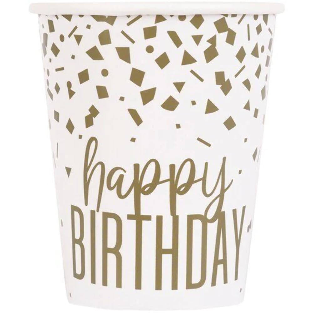 Vaso Confetti Gold Birthday C/8
