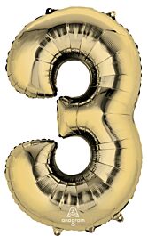 Globo 36" Numero 3 Oro Blanco C/1