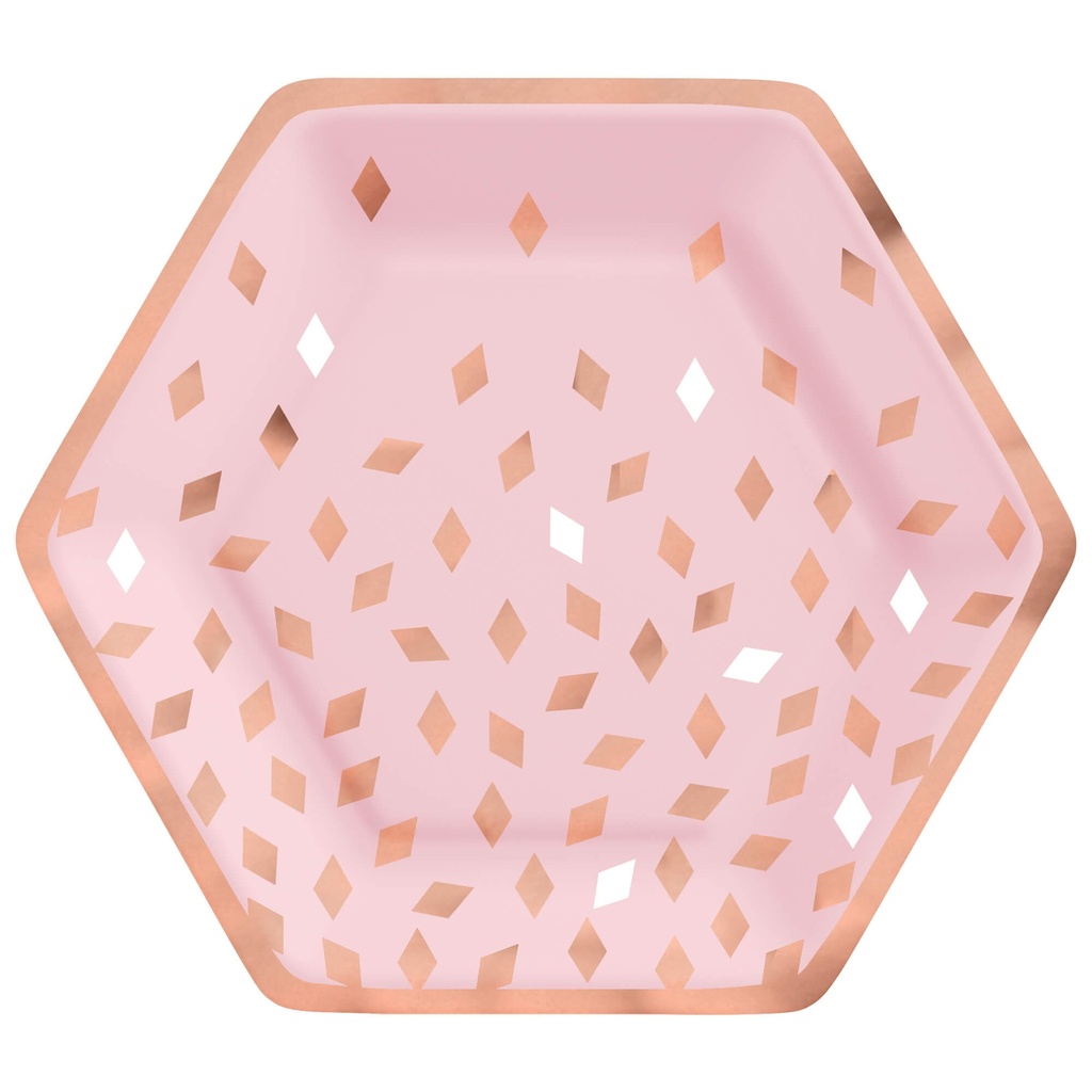 Plato 9" Hexagonal Blush Birthday C/8