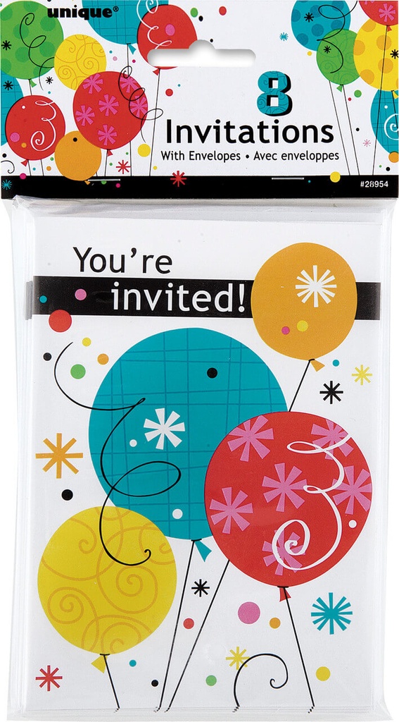 Invitacion Globos Cumple C/8