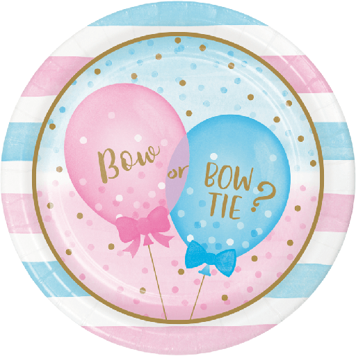 Plato 9" Cuadrado Gender Reveal C/8