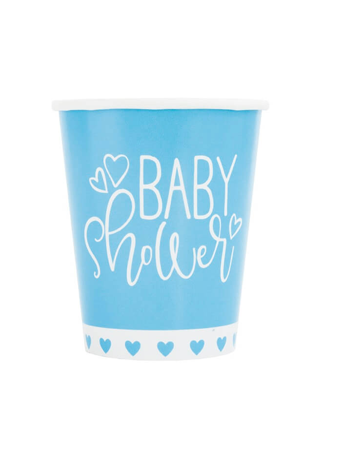 Vaso 9oz Baby Shower Blue Hearts C/8