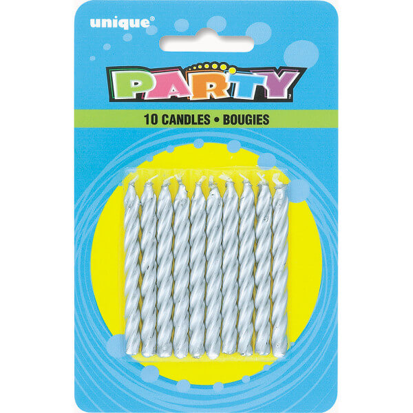 Birthday Candles Espiral Plata C/10