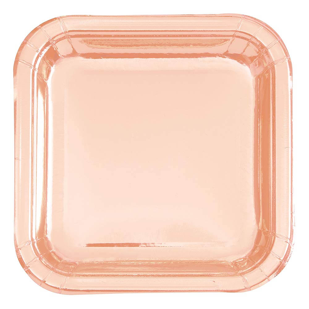 Plato 7" Cuadrado Rosa Oro C/8