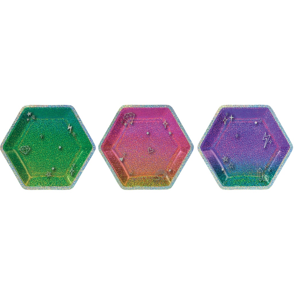 Plato 7" Hexagono Birthday Sparkle C/8