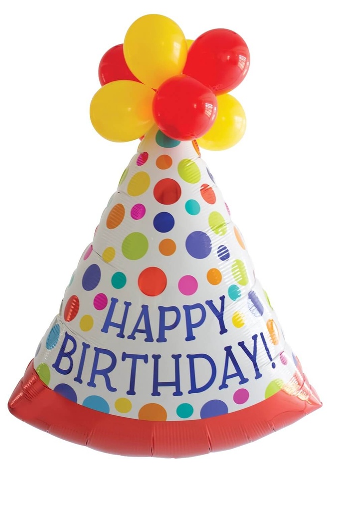 Globo 36" Multi-Balloon Party Hat HBD