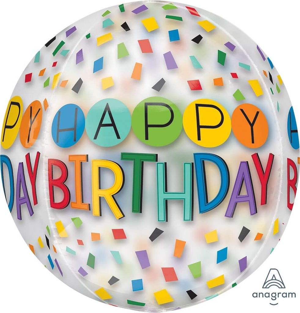 Orbz Transparente Happy Birthday Rainbow