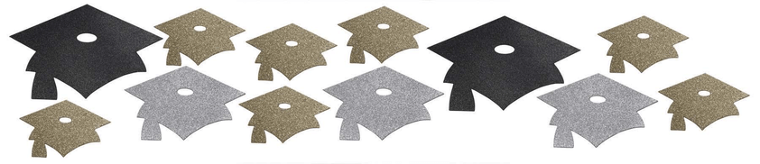 Graduation Glitter Cutouts Black / Silver / Gold C/12