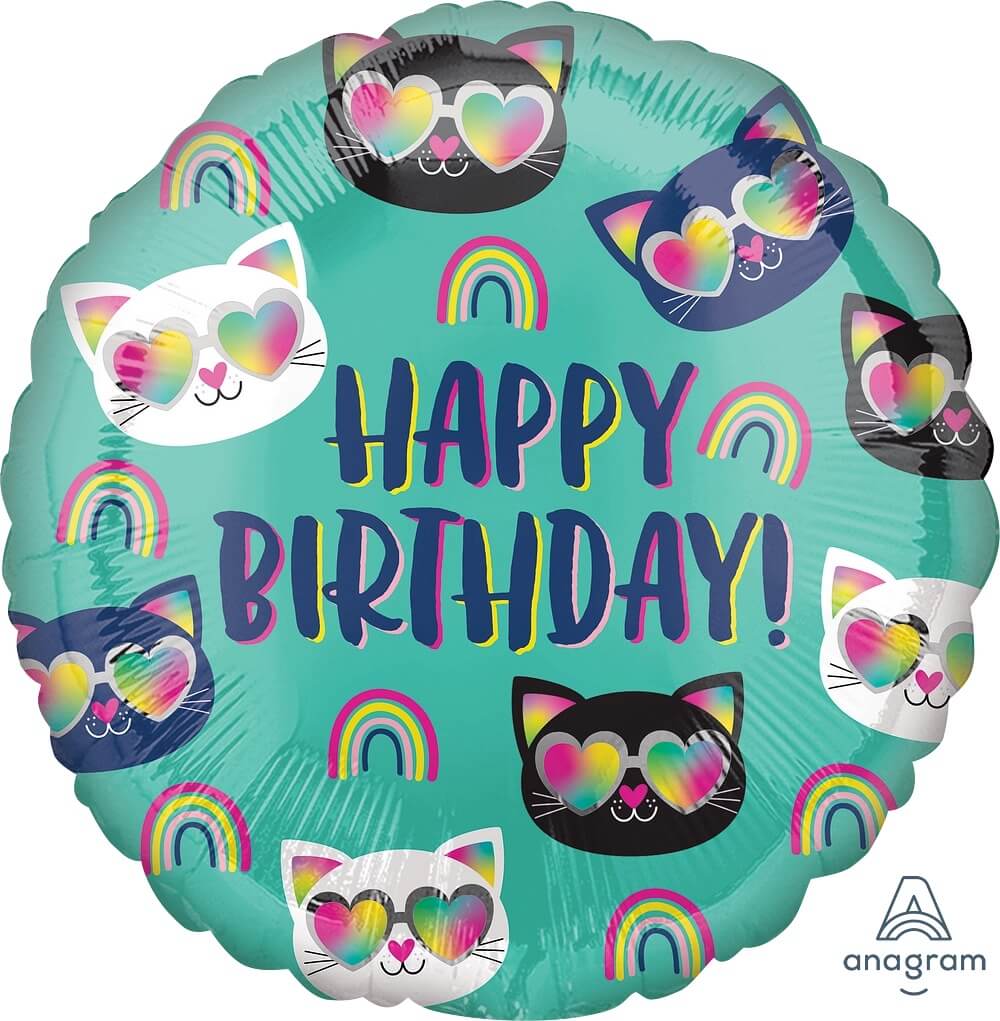 Globo 18" Cool Kitty Rainbow Bday C/1