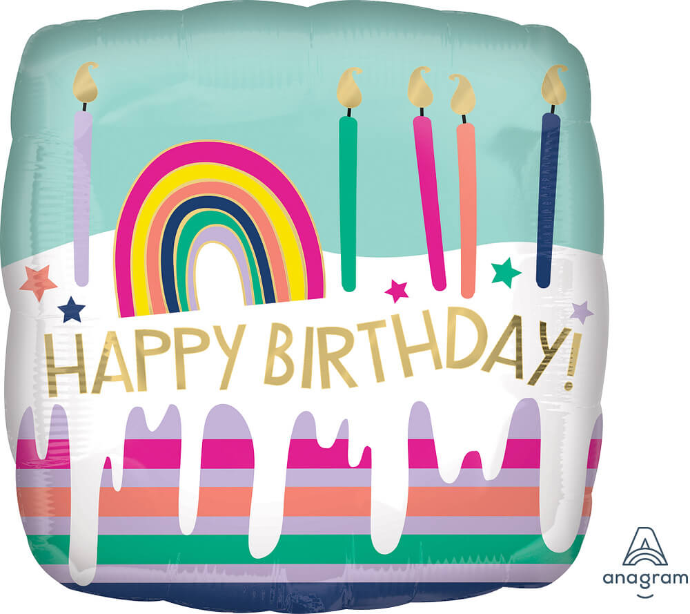 Globo 18" HBD Frosted Striped Cake C/1