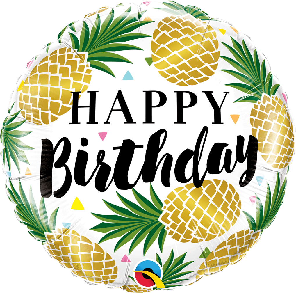 Globo 18" HBD Piñas Oro C/1