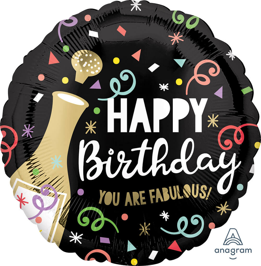 Globo 18" Happy Bday Gold Bubbly C/1