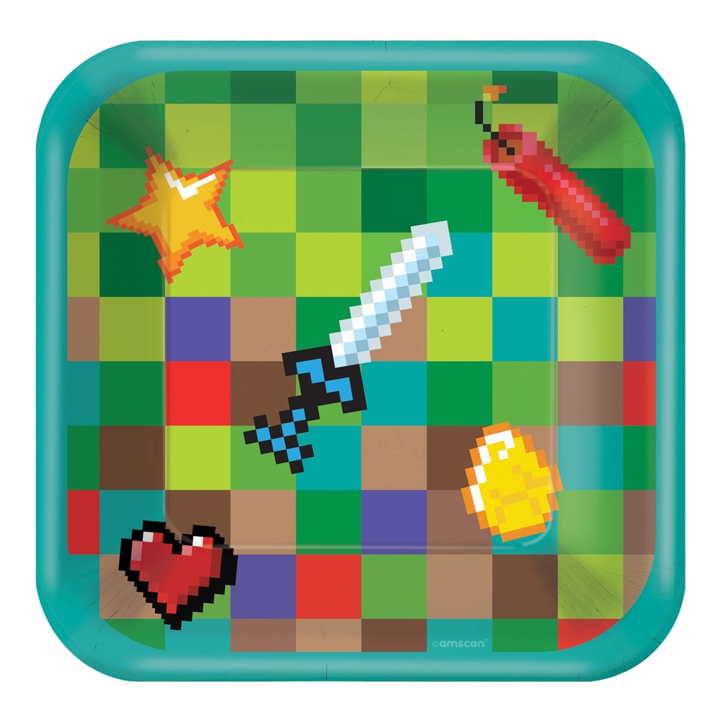 Plato 7" Cuadrado Pixel Party