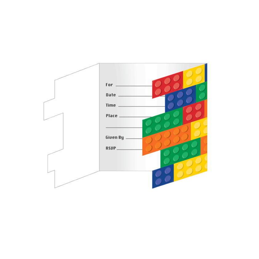 Invitaciones Block Lego C/8