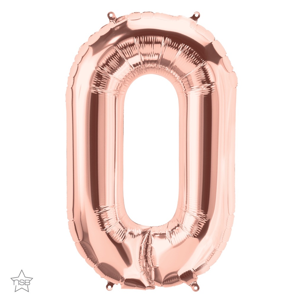 Globo 14" Numero 0 Oro Rosa C/1