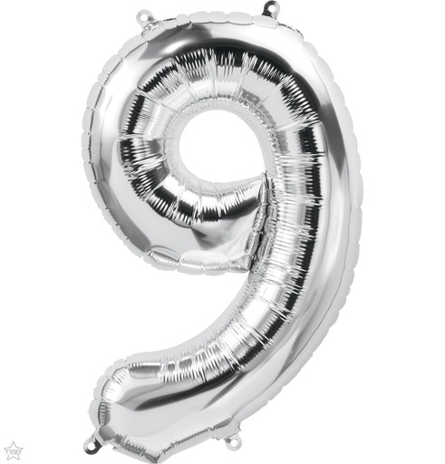 Globo 14" Numero 9 Plata C/1