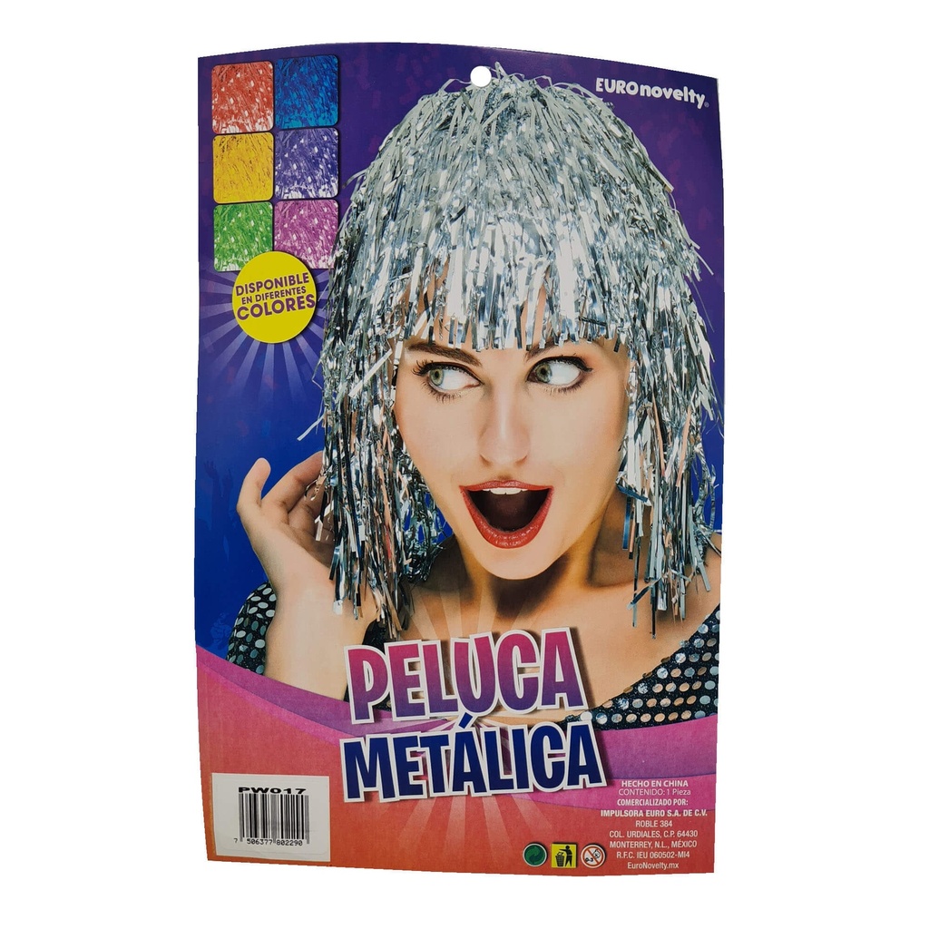 Peluca Metalica Plata C/14