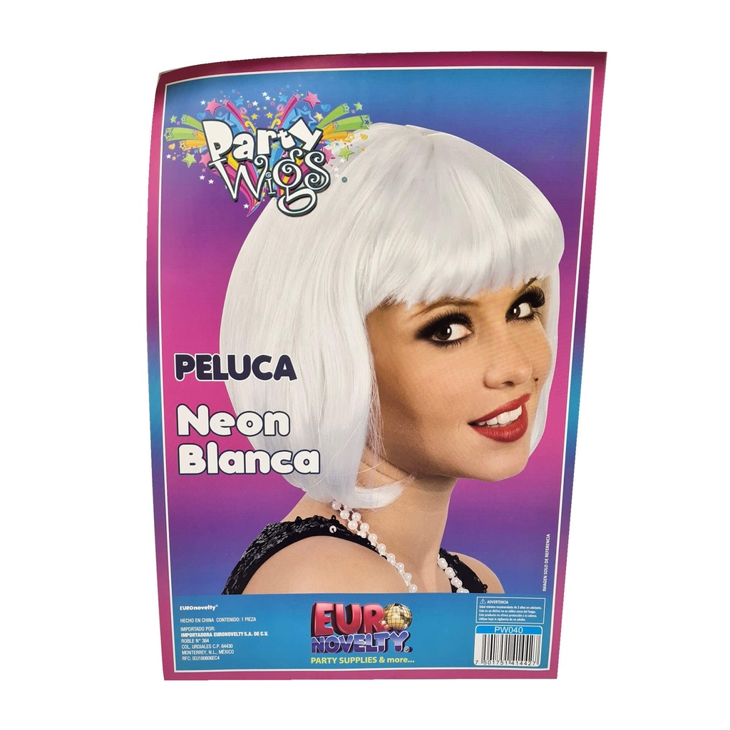 Peluca Neon Blanca C/1