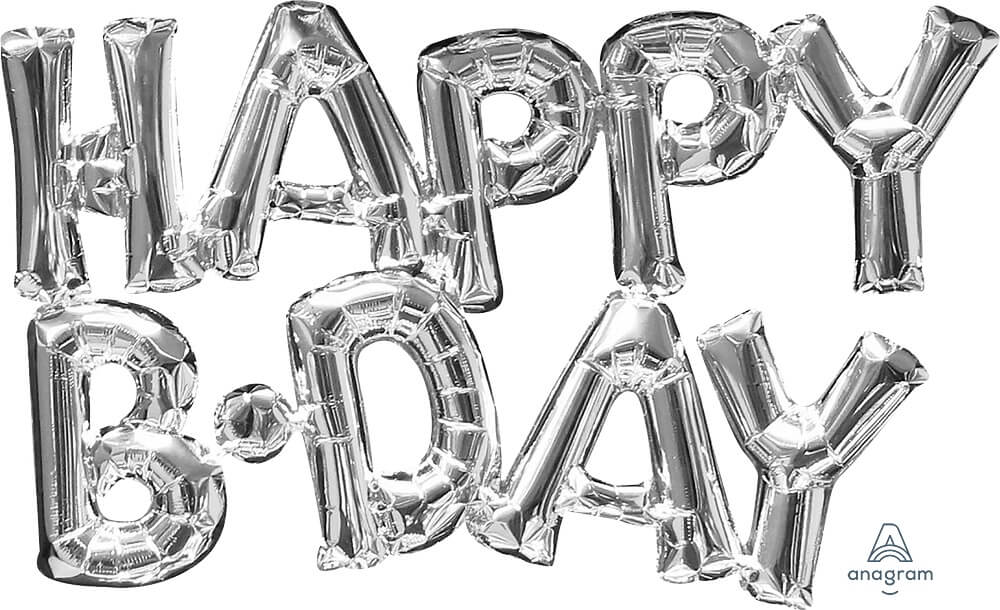 Globo AirFilled Happy Birthday Plata C/1