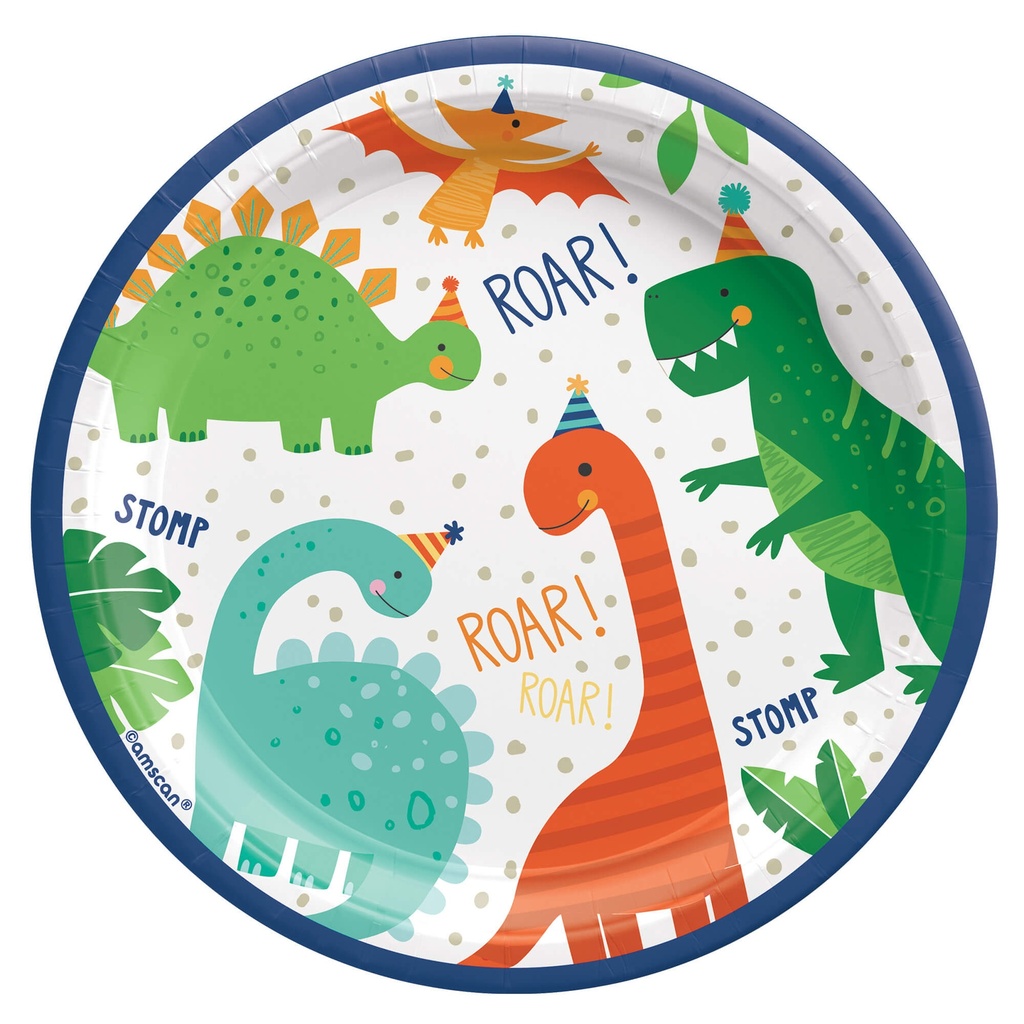 Plato 7" Dino-Mite Party C/8