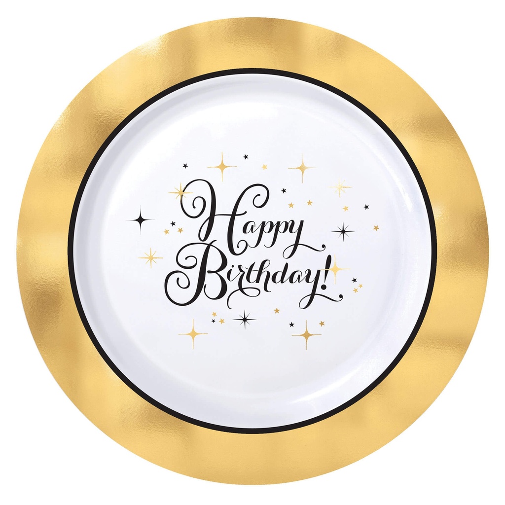 Plato 9" Plastico Golden Birthday C/10