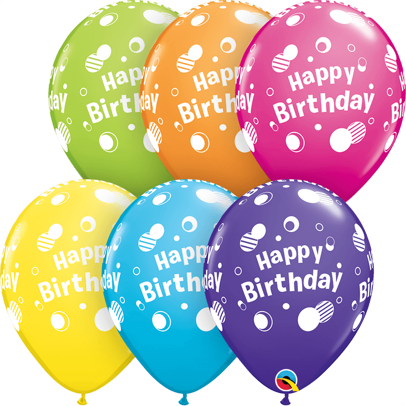 Globo 12" HBday Puntos Y Polka C/1