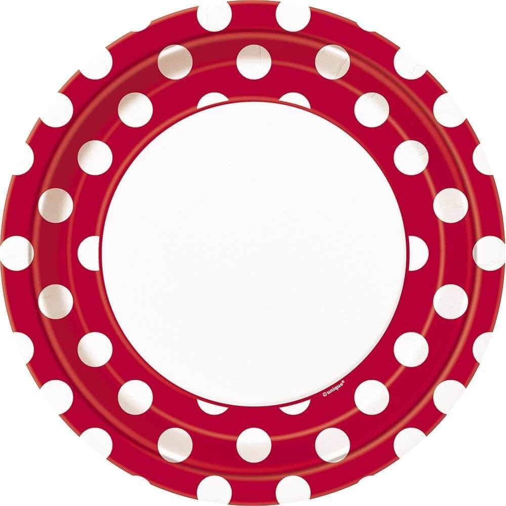 Plato 9" Ruby Red Dots C/8