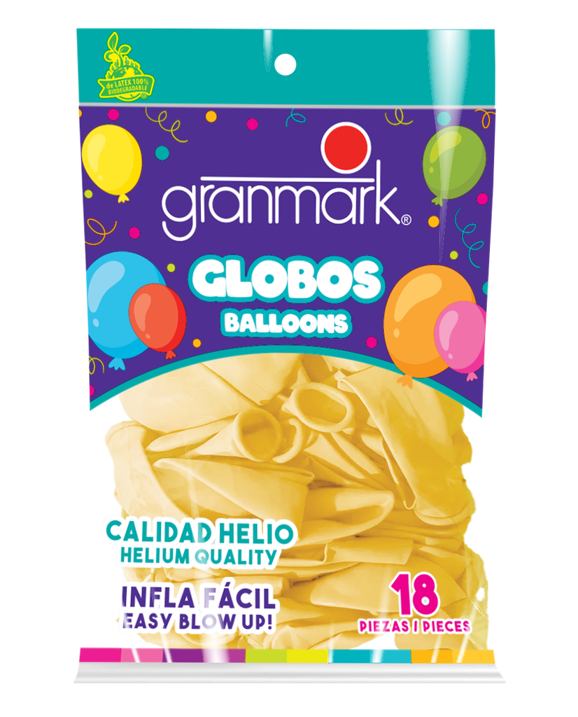 Bolsa De Globos 9" Amarillo C/18