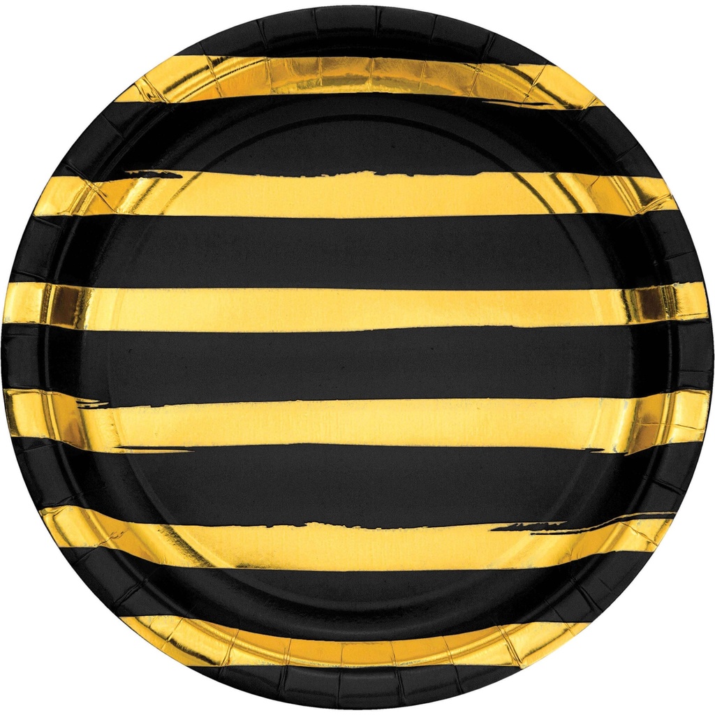 Plato 9" Black Velvet Foil Stripes C/8