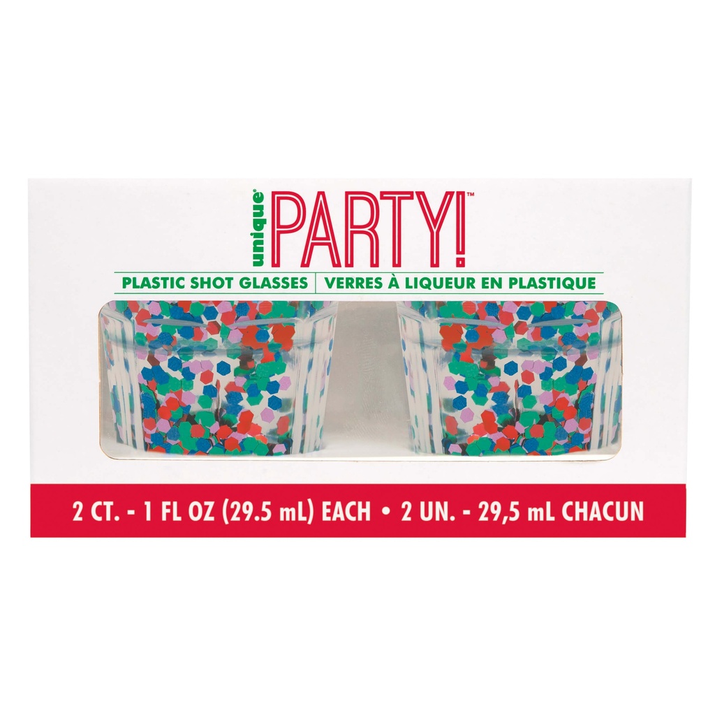 Plastic Shot Glasses Vibrant Christmas C/2