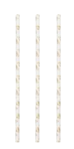 Paper Straws Dorado / Blanco C/10