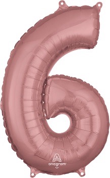 Globo 26" Numero 6 Oro Rosa C/1