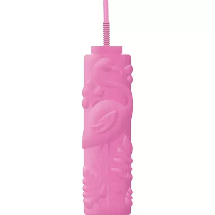 Vaso Con Popote Rosa Flamingo C/1