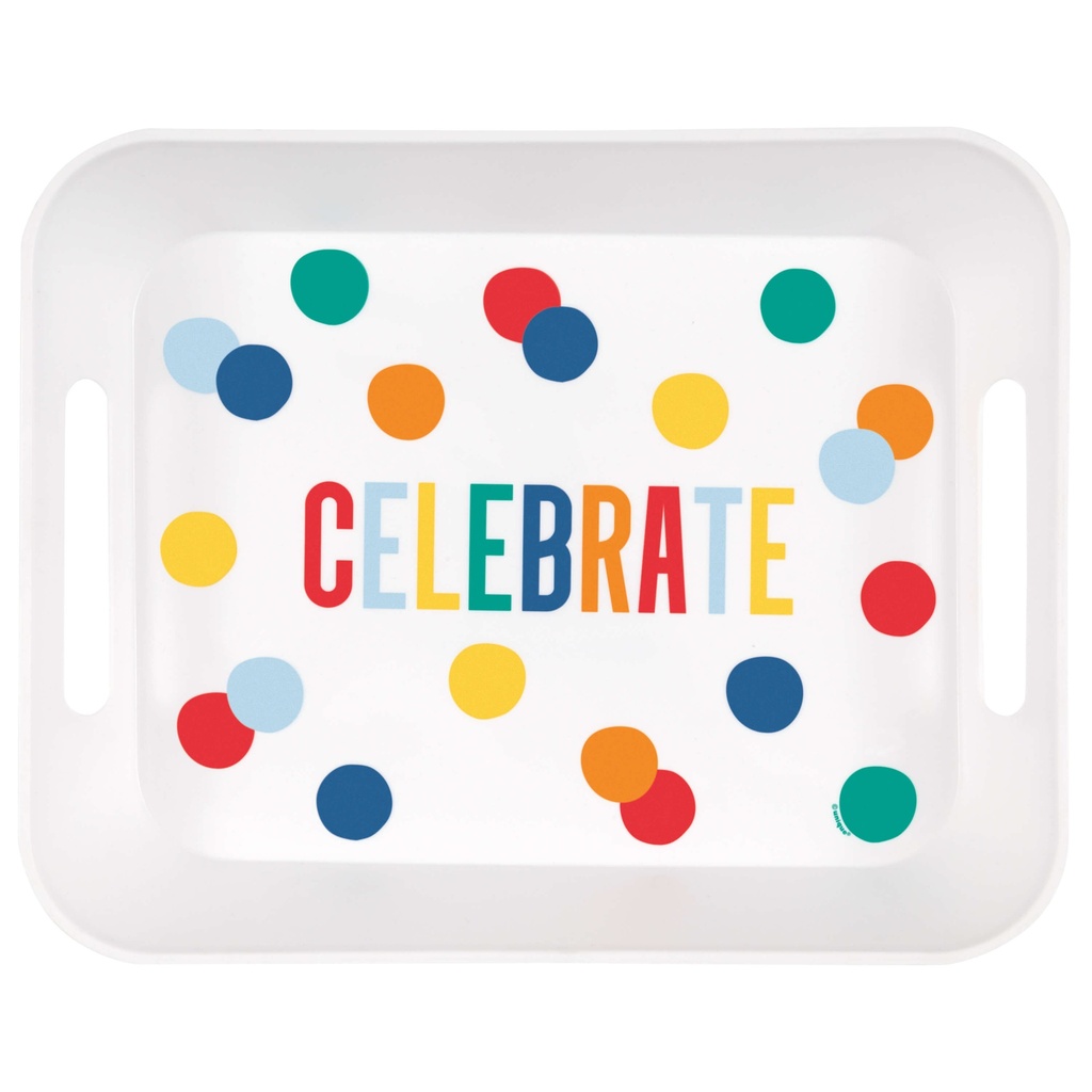 Charola de Plastico Happy Birthday Dots C/1