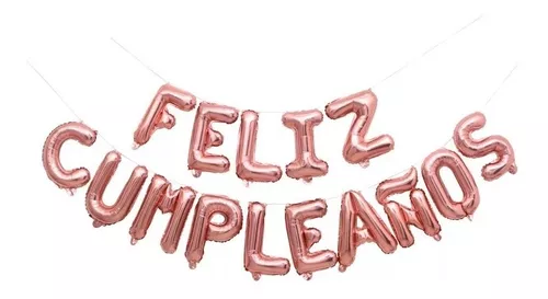 Globo Letrero Feliz Cumpleaños Oro Rosa C/1
