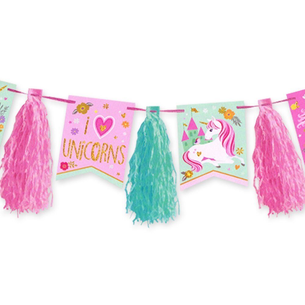 Guirnalda Brillante Con Flecos Unicornio C/10
