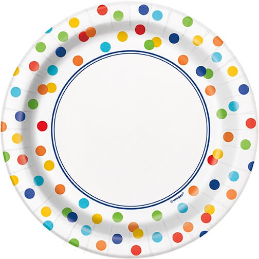 Plato 7" Rainbow Polka Dots C/8