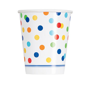 Vaso 9oz Rainbow Polka Dots C/8