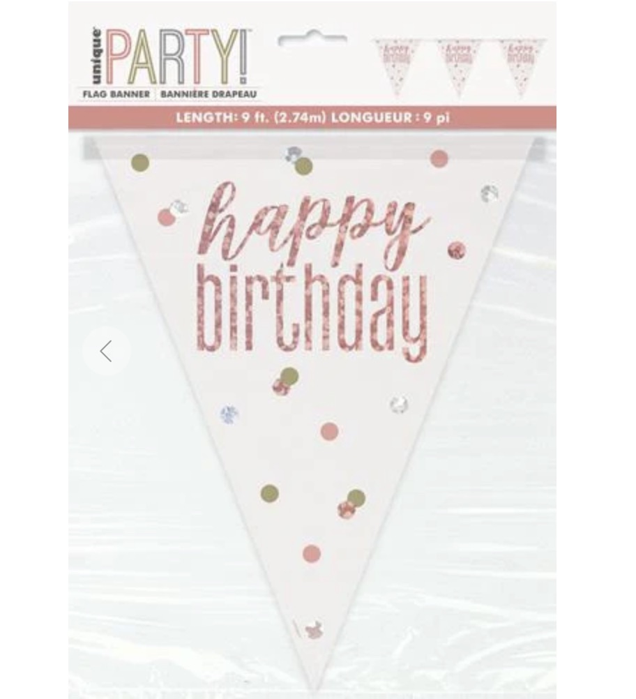 Banderin Glitz Gris/Rosa C/1